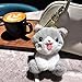CIATOO 4.3-inch Gray Cat Plush Keychain Purse Charm,Cute Bag Charms Gifts for Women