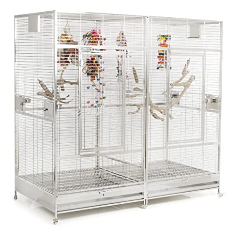 Montana Cages | Edelstahlkäfig | Arkansas II Edelstahlvoliere Papageienkäfig aus Edelstahl Käfig für Papageien mit Trennwand