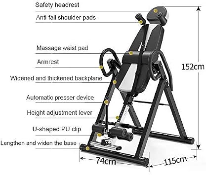 Inversion Table Teeter Back Pain Relief, Adjustable Foldable Home Therapy Equipment for Spinal Decompression and Posture Improvement, Heavy Duty Design