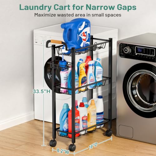 KIMBORA Laundry Room Storage Cart with Detergent Holder with Wheels - Image 2