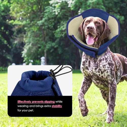 Image of AOFITEE Dog Cone Adjustable Soft Cone for Dog to Stop Licking, NavyBlue S