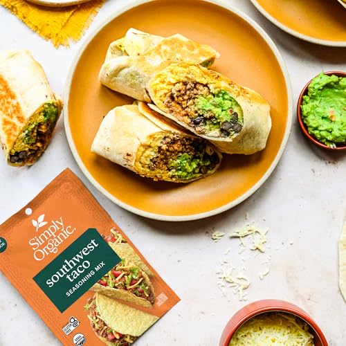 Image of Simply Organic Southwest Taco Seasoning Mix, Gluten Free, Certified Organic, Kosher, Pure Flavor for Tacos, Stir-Fries, Mexican Dishes, and More | 1.13 Ounce (Pack of 12)