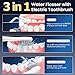 OILSAO Electric Toothbrush with Water Flosser Combo,5 Flossing Speeds & 3 Brush Modes for Adults,Sonic 2.0 Professional Flossing Toothbrush for Teeth Cleaning,Portable for Travel,30-Day Battery, White