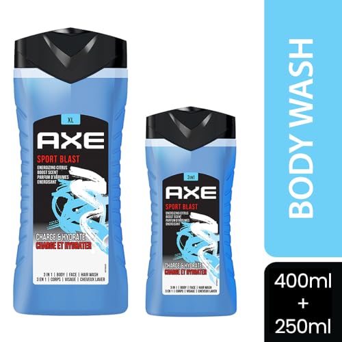 Image of AXE Sport Blast 3-in-1 Body, Face & Hair Wash Invigorating Freshness | Cleanses & Energizes | Combo of 2 | 250ml +400ml