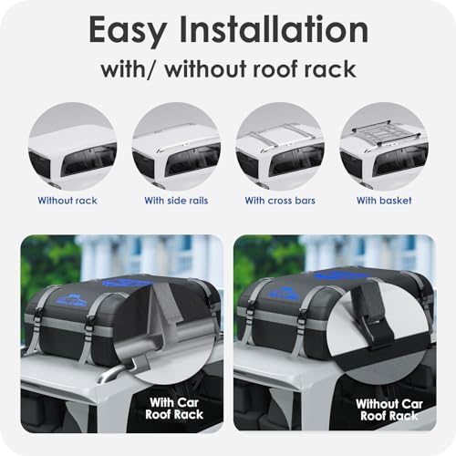 BOYUJK Car Roof Bag 20 Cubic/566 L, Waterproof 1000D Car Roof Bag no Rack Needed, Roof Box with Anti-Slip Mat and 10 Heavy-Duty Straps, Folding Soft Roof Bag for Cars with/Without Rack（ Oxford 566L ） - Image 3