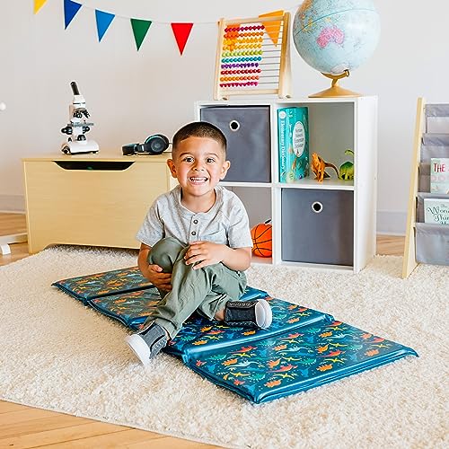 Image of Wildkin Kids Vinyl Nap Mat for Boys - Foldable Toddler Sleep Mat for Daycare, Preschool, Kindergarten & Travel, Durable & Easy to Clean, Ages 3-7, Machine Washable