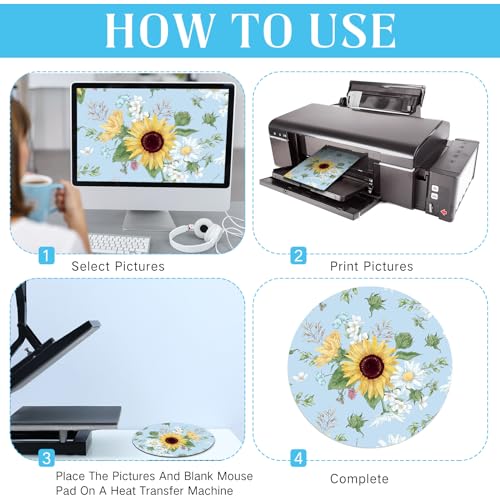 Tapis de souris vierges sublimation pour impression personnalisée, 21 pièces Nezyo - 5