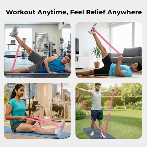 Image of Durafit91 Resistance Bands Set of 1(Extra Light Pink), Exercise Thera Band for Unisex, Natural Latex Stretch Band for Yoga, Pilates, Strength Training, Home Workout, Gym Fitness, Physical Therapy