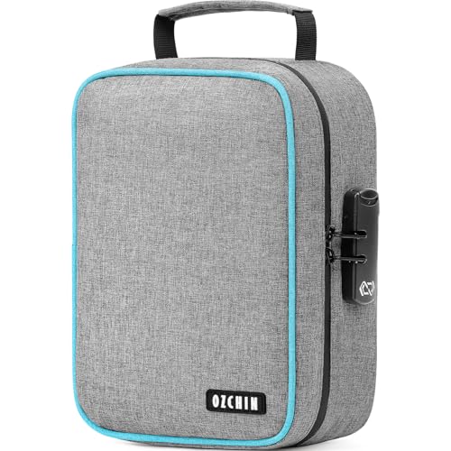 Image of OZCHIN Smell Proof Bag with Combination Lock File Organizer Case Container Medicine Odorless Storage Lock Box Great Gift for Friend (grey, L)
