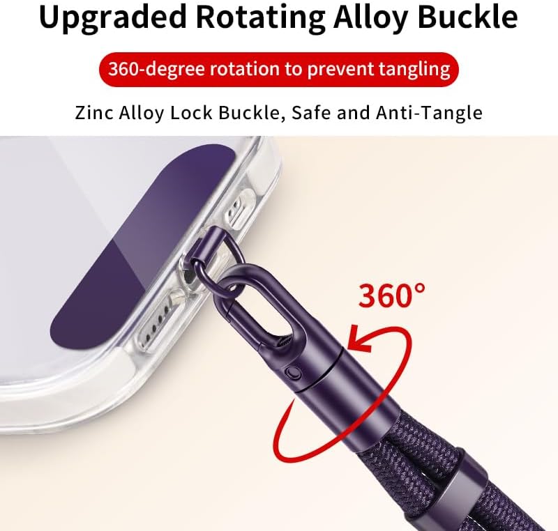 Mobile Phone Lanyard with 2 pcs Phone Tabs, Camera Strap for Women and Men, Comfortable Durable, Anti-loss Outdoor & Travel Phone Lanyard for iPhone & Android - Image 3