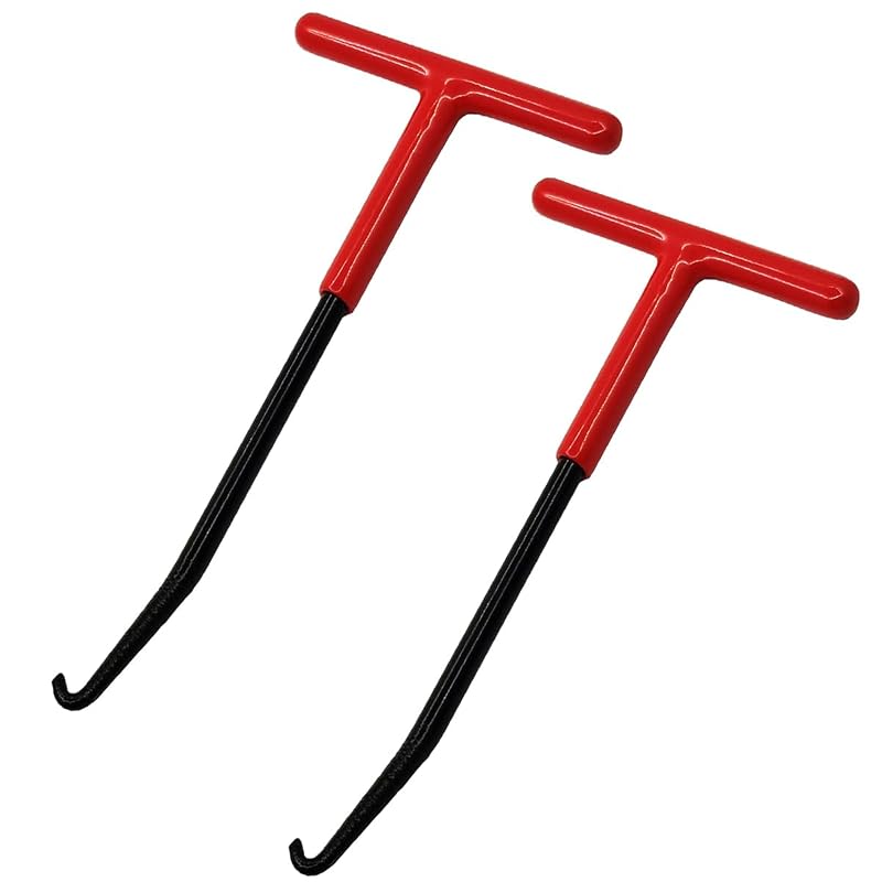 Kit com 2 Ganchos para Mola do Escapamento de Motocicleta HZMM com Cabo em T e Revestimento de Borracha Vermelho