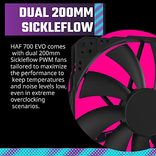 Image of Cooler Master HAF 700 EVO E-ATX High Airflow PC Case, IRIS Customizable LCD .Breathable TG Front Panel, 200mm Sickleflow Fans, 1 x USB 3.2 gen 2 Type C, 4 x USB 3.2 gen 1 (3.0) (H700E-IGNN-S00)
