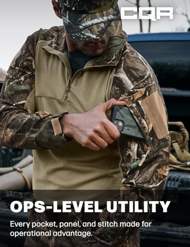 Image of CQR Men's Tactical Combat Shirt, 1 /4 Zip Long Sleeve Breathable Military BDU Training Top for Shooting, Hunting, Range Use