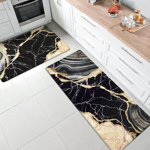 Image of VANZAVANZU KIMEE Kitchen Anti Slip Mat for Floor, Water Absorbent Rugs Standing Rubber Mats for Kitchen, Washable Runner Rug Carpets for Floor Home Sink (120 * 60cm and 60 * 40cm)