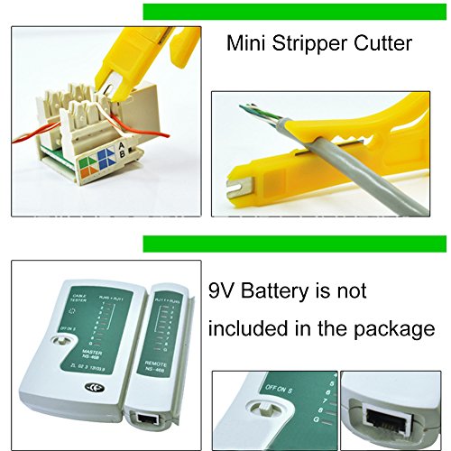 Aveson 8-In-1 Ethernet Lan Rj11 Rj45 Cat5 Cable Tester Network Analyzer Wire Crimping Crimper Stripper Tool Kit Screwdriver Punch-Down Tools #TOP2