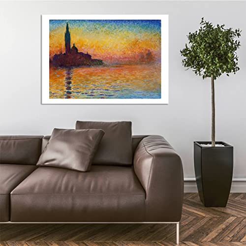 Poster Monet Coucher de soleil à Venise grand format encadré décoratif mural - 5