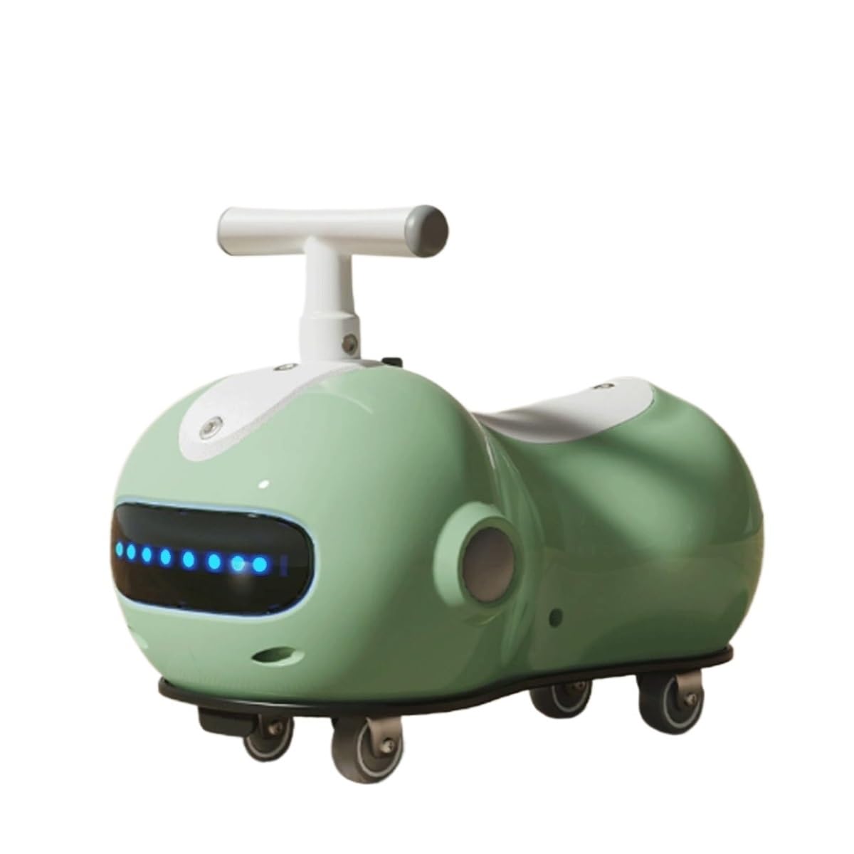 SDGBCXD Swing Car, Wiggle Car Peanut Shape Music Light Swing Cars For Kids Silent Flash Wheel With Helmet Backpack Card(Gr�n,No Helmet backpack)