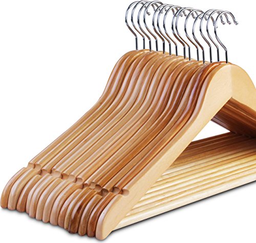 Zoyer Wood Suit Hangers (20 Pack) - Premium Quality Wooden Coat Hangers - Strong and Durable Suit Hangers - Natural