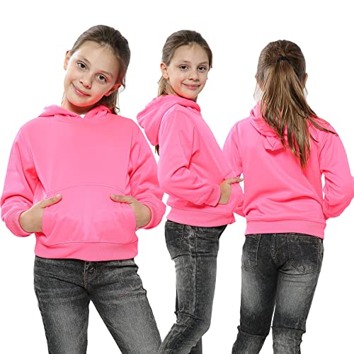 Girls Boys Plain Sweatshirt Tie Dye Pullover Shirt Fleece Hooded Jumper Long Sleeve Childrens Unisex Age 2-13 Yrs4