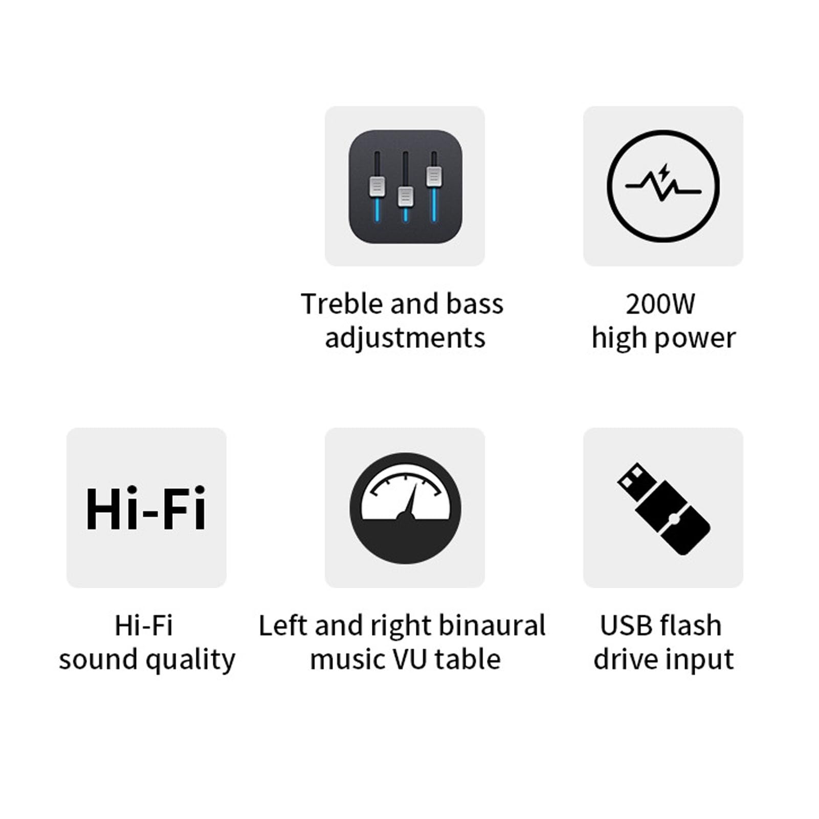 Generic Amplificador de 200W Basco de Agudos Ajustables HiFi Amp Estereo para Entusiastas de la Música Aleación de Aluminio (Enchufe de la UE)