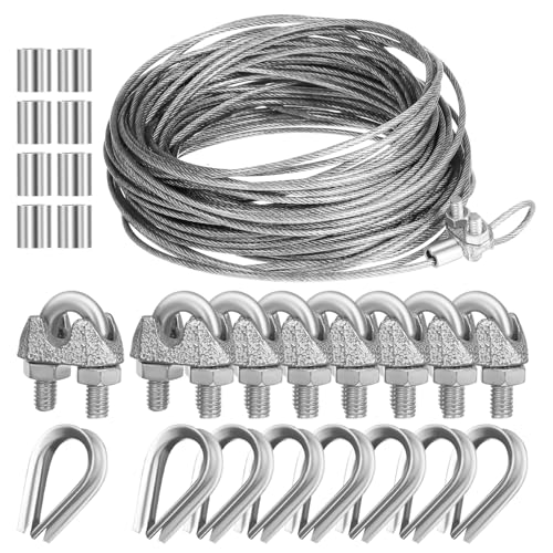 ULTECHNOVO 15m Stainless Steel Wire Rope Hanging Wire Cable Heavy Duty for Clothes Line