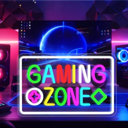 HOTUT Gaming Zone Neon Sign, LED Gaming Neon Light for Wall Decor, Game Room Backdrop Wall Art Decoration, Dimmable HOTUT Gaming Zone Neon Sign, LED Gaming Neon Light for Wall Decor, Game Room Backdrop Wall Art Decoration, Dimmable