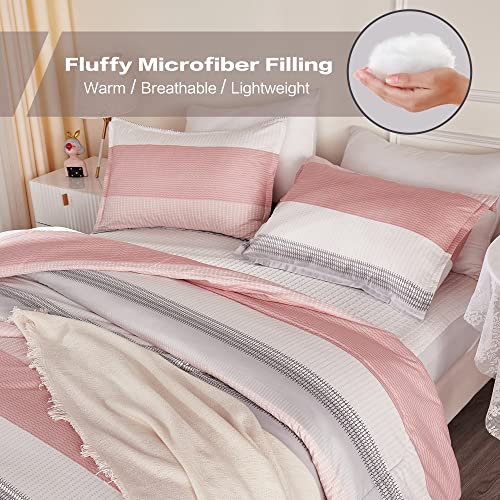 Litanika Pink Twin/Twin XL Comforter Set for Girls - 2 Pieces Blush Twin Extra Long Size Lightweight Bedding Set, All Season Down Alternative Comforter