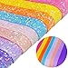Greatdiy Sparkly Geometric Candy Color Faux Leather Sheets 8 x 12 inch Shiny Pastel Color Chunky Glitter Fabric for Making Bows Earrings (Geometric Candy)