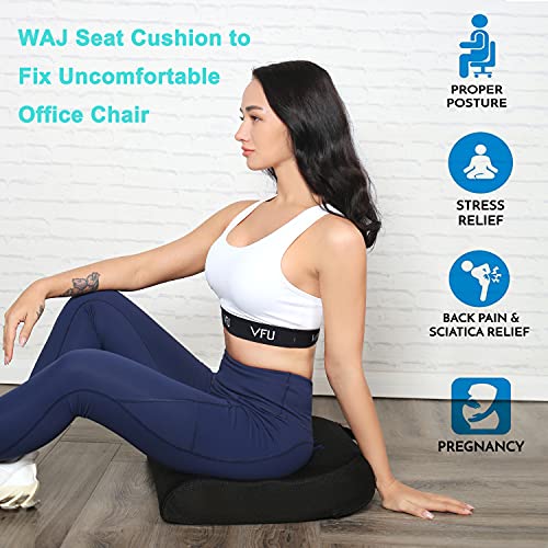 Waj Large Seat Cushion - Coccyx Cushion For Sciatica - Memory Foam Office Chair Cushion With Carry Handle And Anti Slip Bottom, Black #TOP3