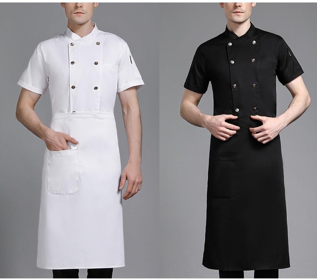 Double-Breasted Kitchen Chef Uniform Short Sleeves Unisex Chef Coat for Men Women Chef Jacket Cooking Workwear