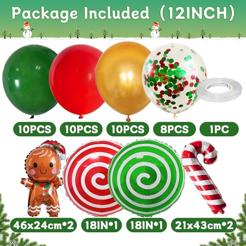 Christmas Balloons, Red Green Gold Xmas Balloons - Image 2