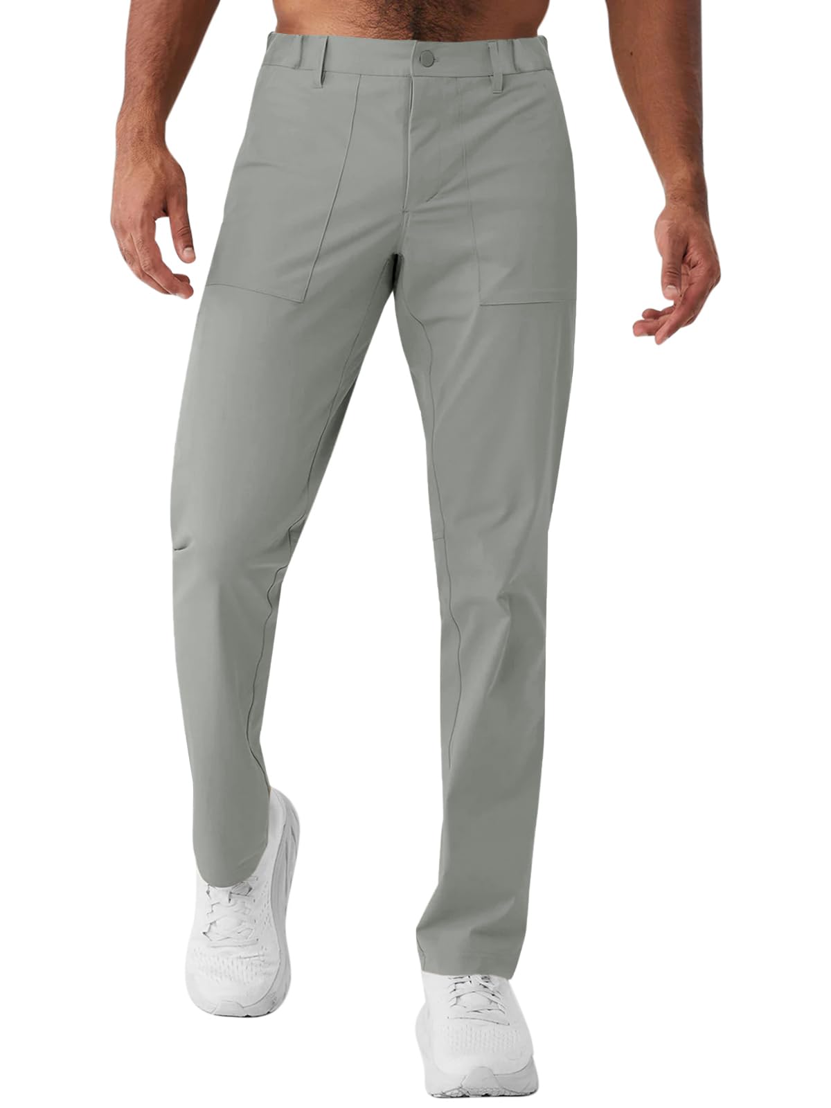 PASLTER Mens Golf Pants Stretch Casual Dress Pants Large Grey for sale