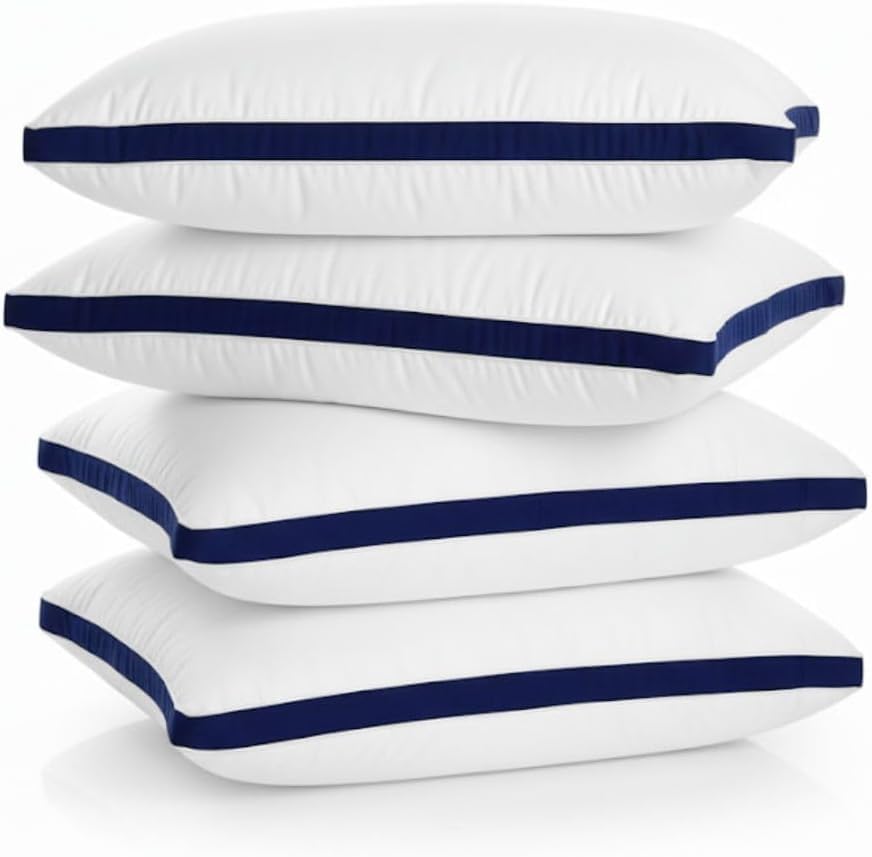 NightNest Pillows 4 Pack Hotel Quality Side Sleeper Bounce Back Bed Pillow - White Pillows 4 Pack Neck Pillow Shoulder Back Support Super Soft Firm Hypoallergenic Machine Washable (4, White)