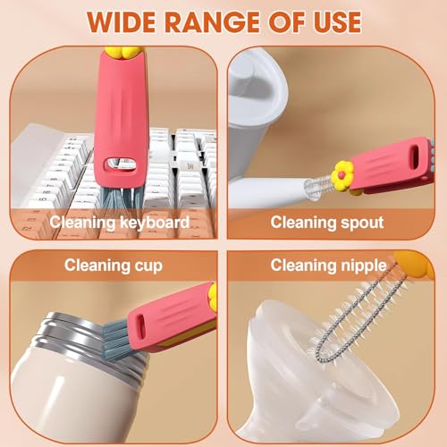 Image of 3 in 1 Cup Lid Cleaning Brush, Multifunctional Cleaning Brush Portable Cup Lid Cleaner for Bottle Gap Tight Spaces Cup, Portable Cup Lid Cleaner, 1 Pcs Green