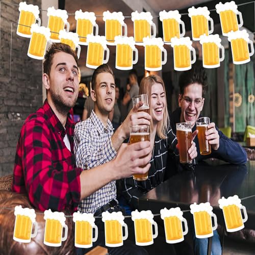 Image of Beer Birthday Banner for Beer Party and Birthday Wedding Party Supplies (Light Yellow)