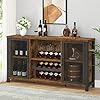 Ibf rustic wine bar cabinet coffee bar cabinet for liquor and glasses farmhouse wood buffet sideboard with storage rack wine liquor cabinet for home kitchen dining room rustic brown 55 inch  urban country home decor