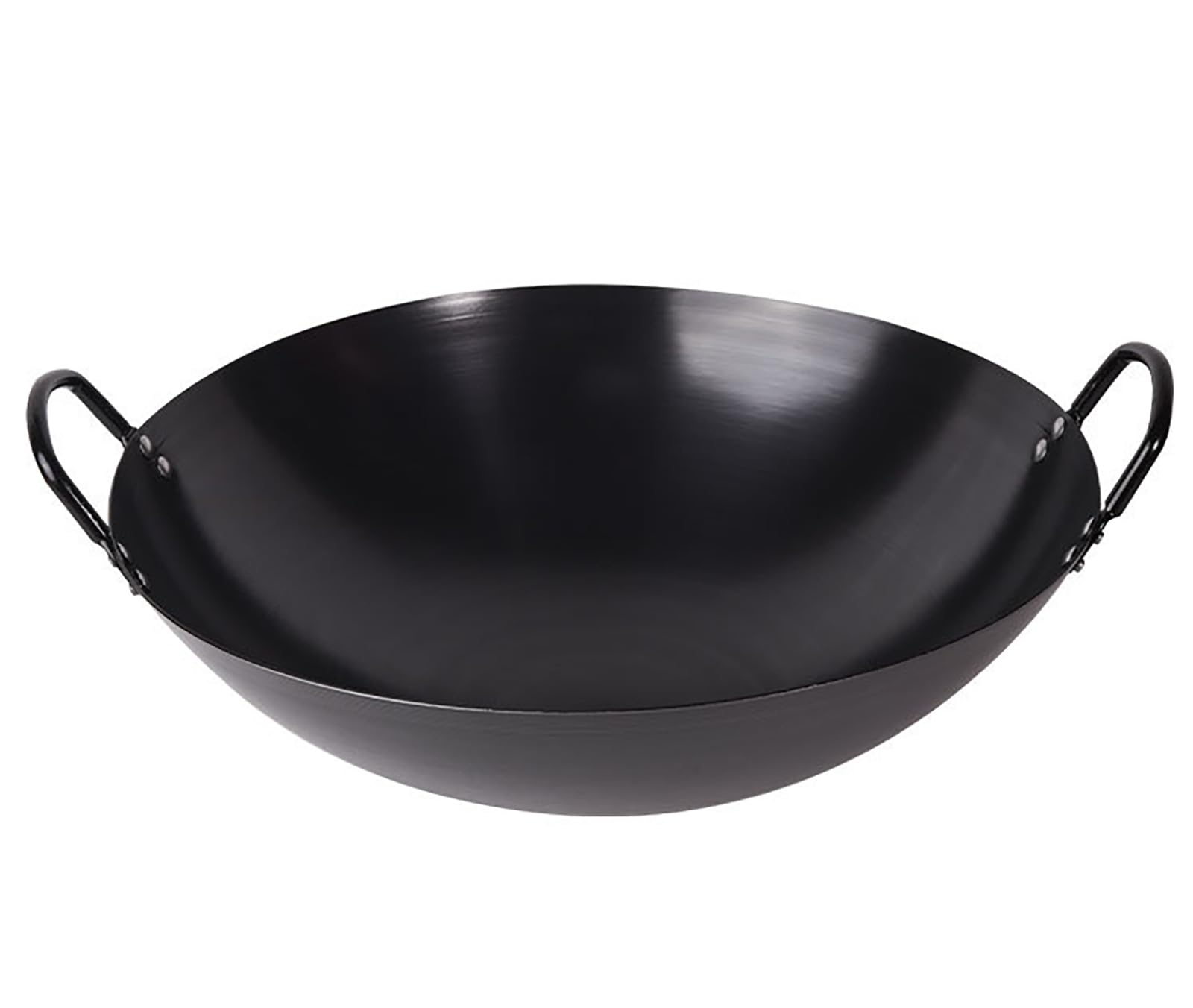 DBXMJWCMDT 14-inch Cast Iron Wok with Lid - Pre-Seasoned Chinese Style Double Handled Wok with Large Capacity for All Stovetops 38CM