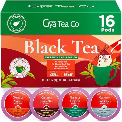 Image of Black Tea Pod Gift Set (16 Count) - 4 Flavors Assorted Variety Pack | Assam, Classic Black, Ceylon, Earl Grey - Caffeinated Tea Sampler, Get Well Gifts for Energy, Enjoy Hot or Iced, Non-GMO