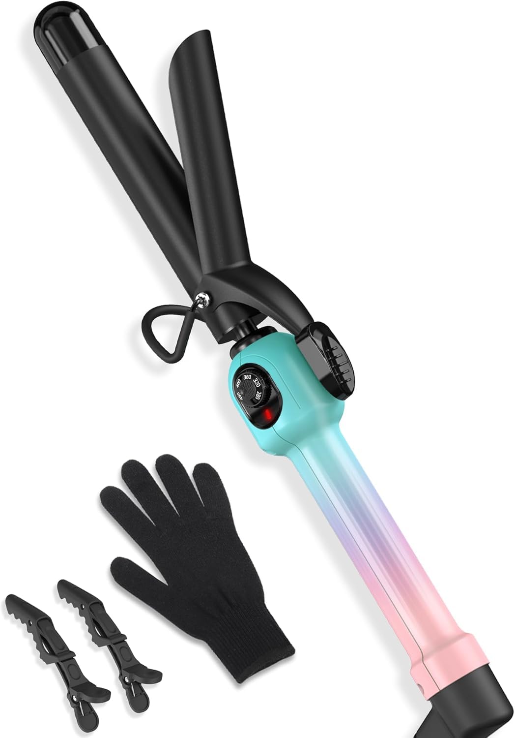1 Inch Ceramic Medium Curling Iron for Short Hair, 280-450°F Temp Dial
