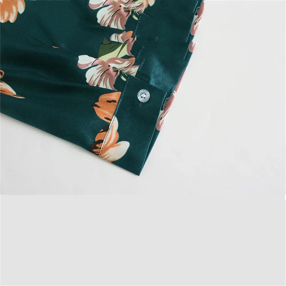 Vestido camisero de manga larga con estampado floral para mujer, vestido midi suave y liso