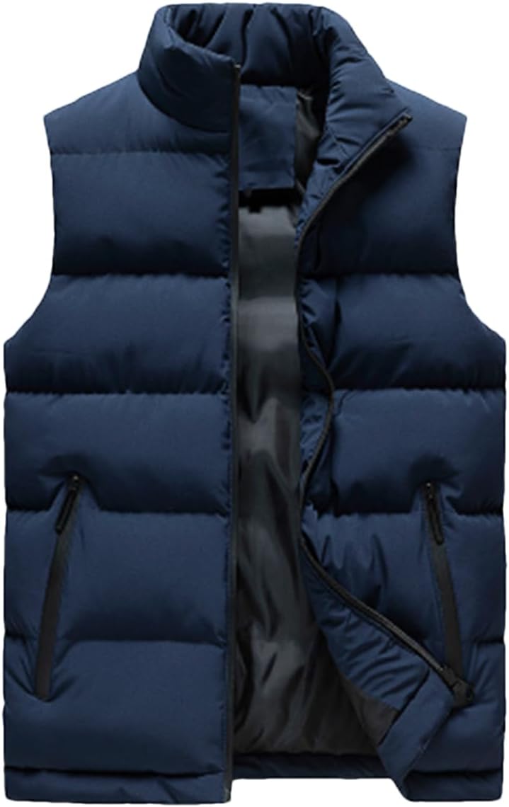 Men Winter Outdoor Work Sports Zipper Down Vest With Pocket
