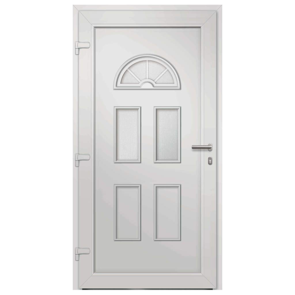 vidaXL Porta di Ingresso con Accessori Sicurezza Eleganza Entrata Casa Edifici Soglia Alluminio Rinforzi e Anima in Acciaio Bianca 98x198 cm