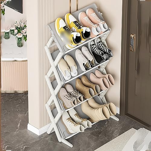 Armoire à chaussures pliante et mince en rotin pour couloir étroit