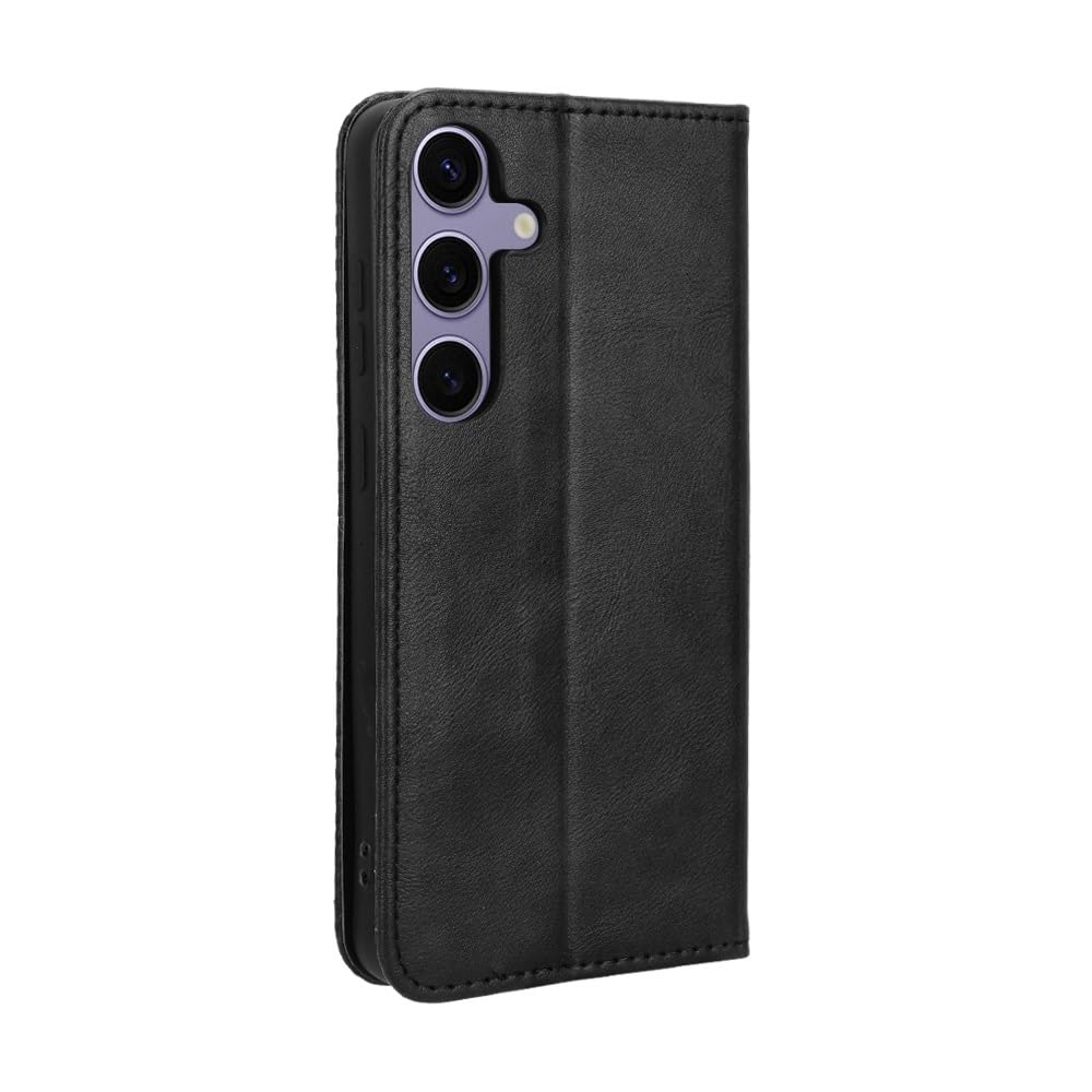 Etui z Klapką RonRun do Samsung Galaxy S25+ Portfel ze Skóry PU Pokrowiec Magnetyczny z Gniazdami na Karty Kredytowe i Podstawką z Klapką Kompatybilny z Samsung Galaxy S25+ czarny