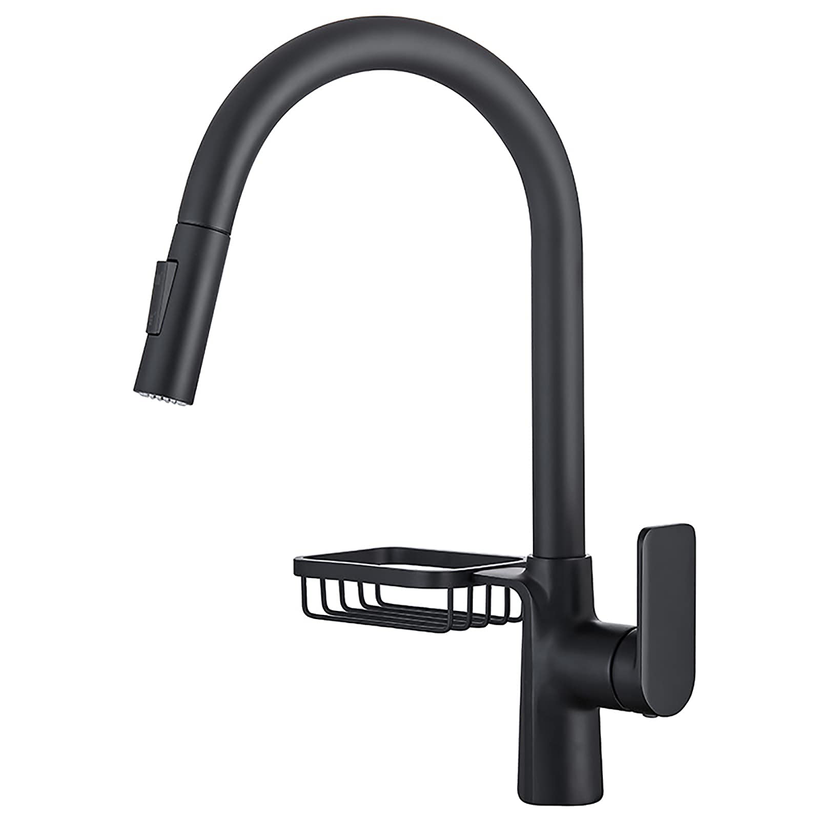VDOQTLJT Kitchen Faucet with Pull Down Sprayer High Arc 360° Swivel Stretchable Sink Deck Mount Single Handle Tap with Soap Box Gray(Nero)