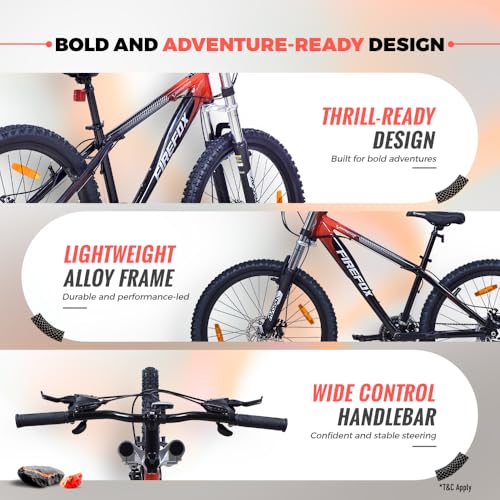 Image of Firefox Viper 26T 21 Gear Mountain Bicycle for Adult | Grey /Red | Front Suspension | Disc Brake | Alloy Frame:15inch | Ideal Rider Height:5.0''' - 5.6'' | 98% Pre-Assembled | Ideal for Mens