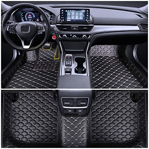 Yajomi Faux Leather Car Floor Mats Fit for Chevrolet Impala 1996-2001,Waterproof Non-Slip Car Carpet Floor Liners Car Interior Protector Full Set(Black Beige)