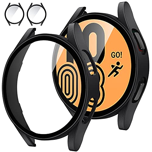 Tensea [2Pack for Samsung Galaxy Watch FE 2024/5 2022/4 2021 Screen Protector Case 40mm Accessories, Protective Face Cover Built-in Tempered Glass Film Bumper Case (40mm, Matte Black) by Tensea - Used condition - US$8.99