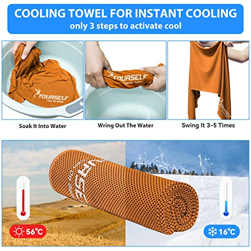 Syourself Cooling Towel, Cooling Towels For Neck,40" X 12"Ice Towel For Instant Cooling Relief, Soft Breathable Chilly Towel, Perfect Yoga, Golf, Sports, Gym, Workout, Athletes Towel(Orange) #TOP3