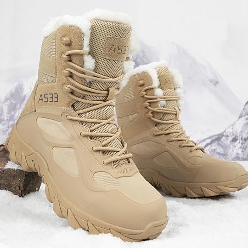 Kervaky Men's snow boots plush warm cotton boots winter hiking boots military tactical boots work boots outdoor boots3